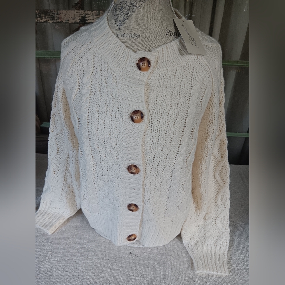 Universal Thread Cream Button-Up Cardigan - image 1
